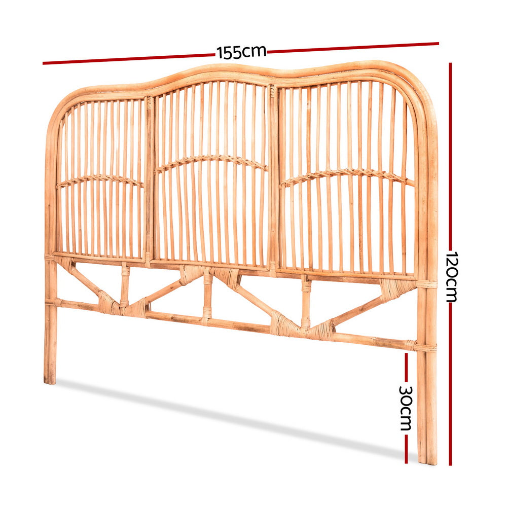 TWSC Bed Headboard Queen Bedhead Rattan - NERO Pine