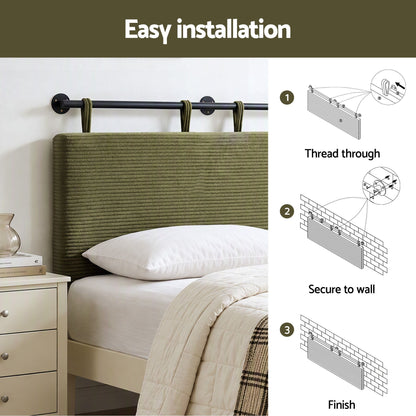 Artiss Wall Mounted Headboard King Single Corduroy Upholstered Hanging Bed Head