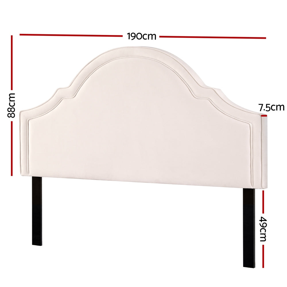 TWSC Bed Frame Bed Head Headboard King Velvet IRIS Beige