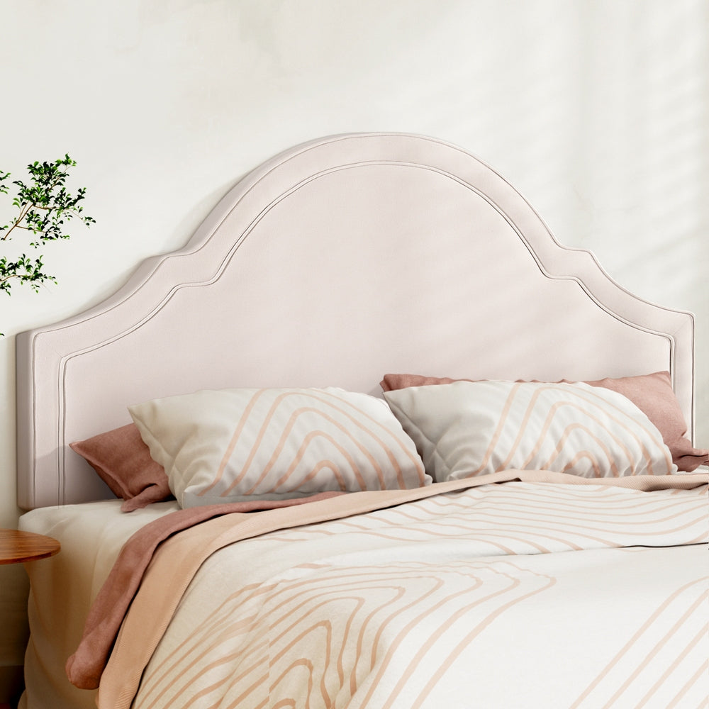 TWSC Bed Frame Bed Head Headboard King Velvet IRIS Beige