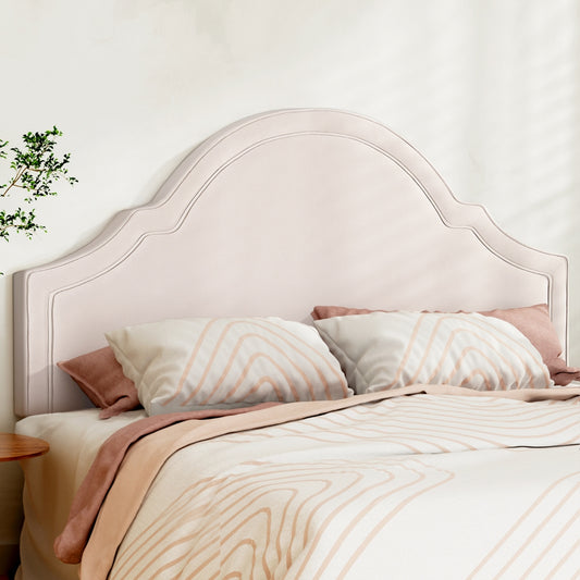 TWSC Bed Frame Bed Head Headboard King Velvet IRIS Beige