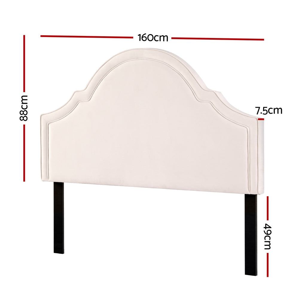 TWSC Bed Frame Bed Head Headboard Queen Velvet IRIS Beige