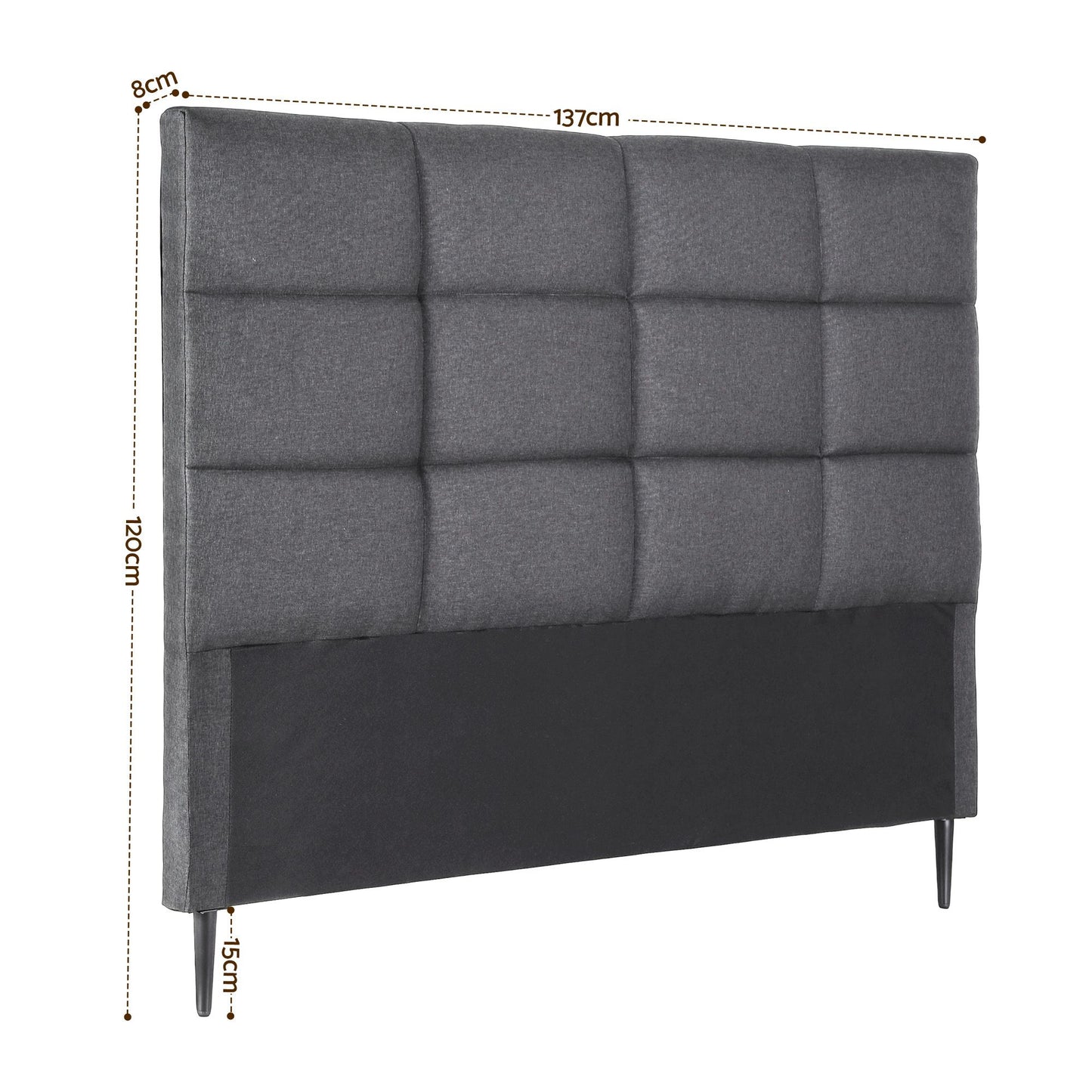 TWSC Bed Headboard Double Bedhead Linen Fabric Charcoal