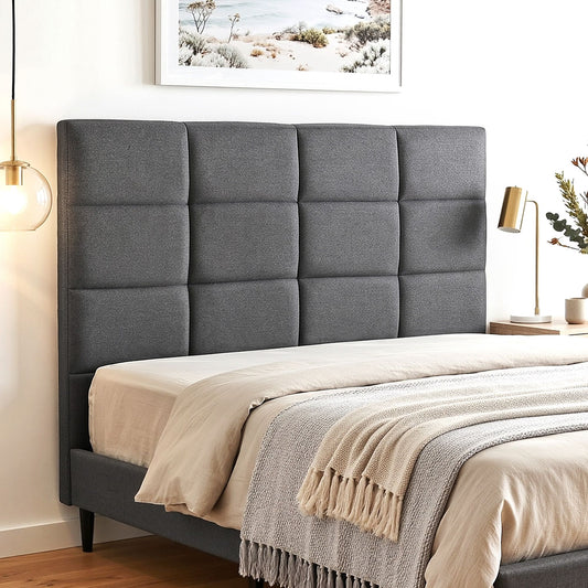 TWSC Bed Headboard Double Bedhead Linen Fabric Charcoal