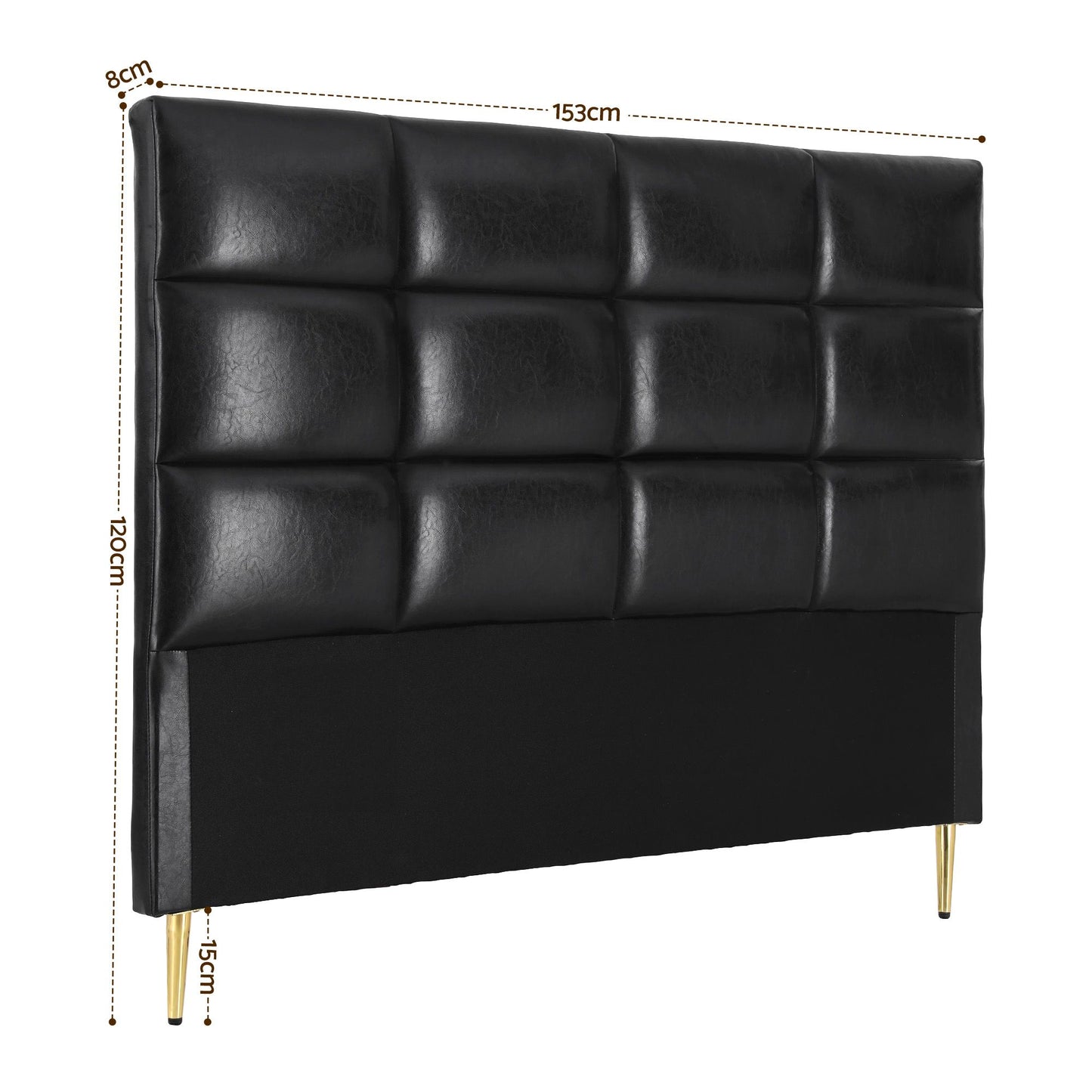 TWSC Bed Headboard Queen Bedhead PU Leather Black