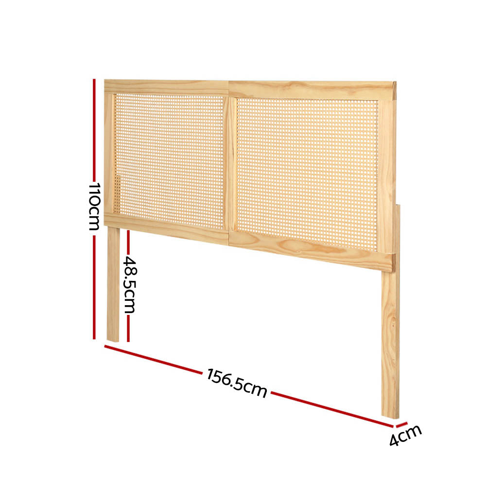 TWSC Bed Head Headboard Queen Rattan - RIBO Pine