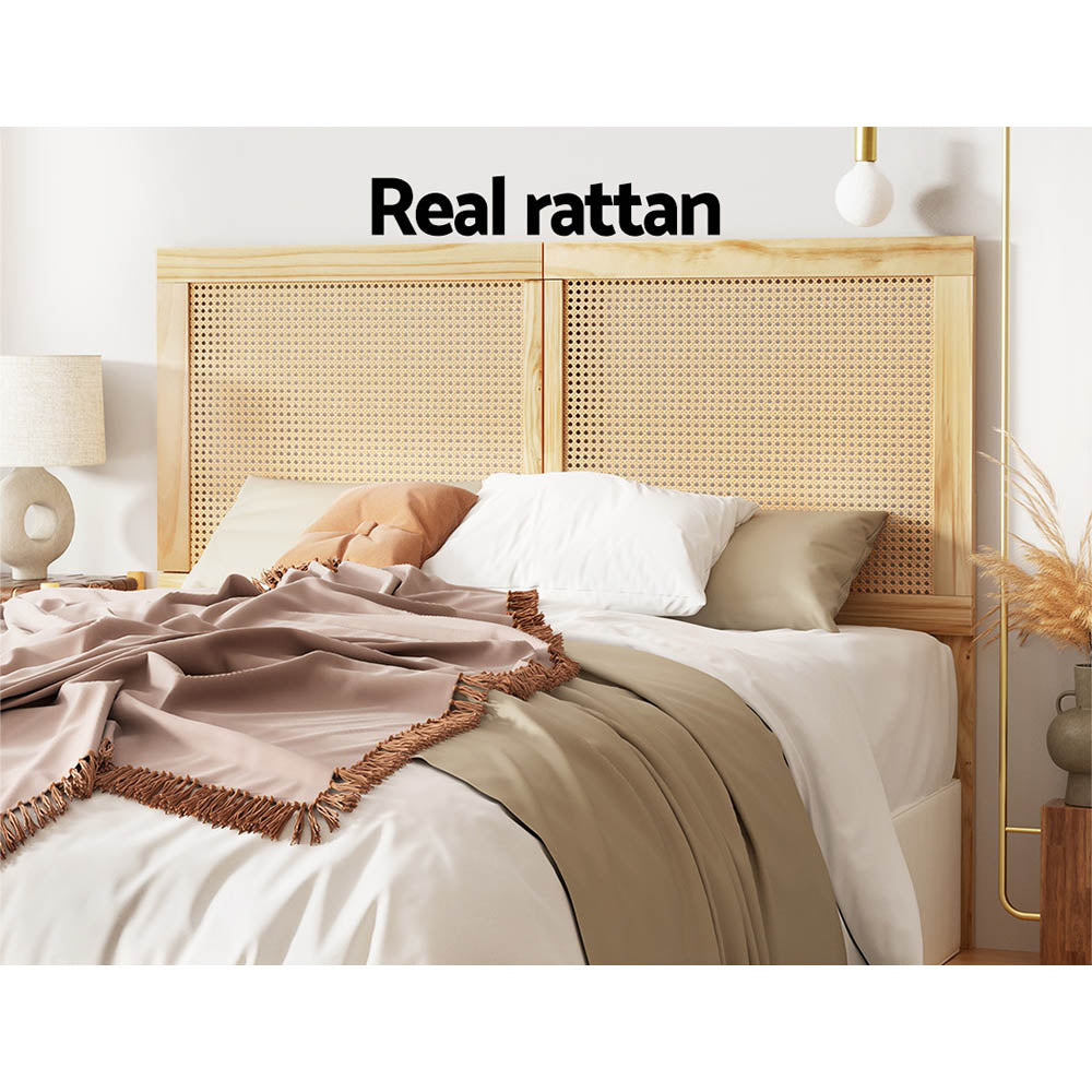 TWSC Bed Head Headboard Queen Rattan - RIBO Pine