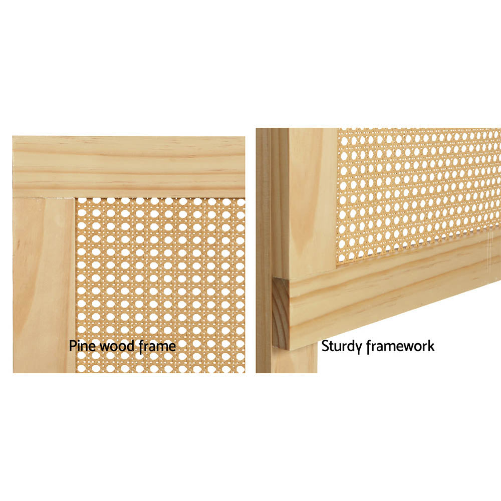 TWSC Bed Head Headboard Queen Rattan - RIBO Pine