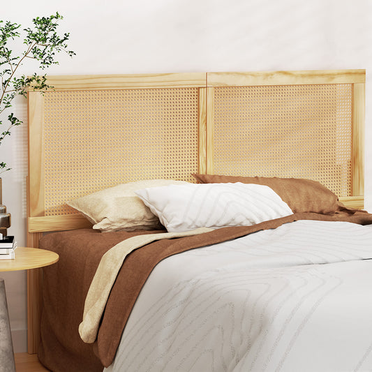 TWSC Bed Head Headboard Queen Rattan - RIBO Pine
