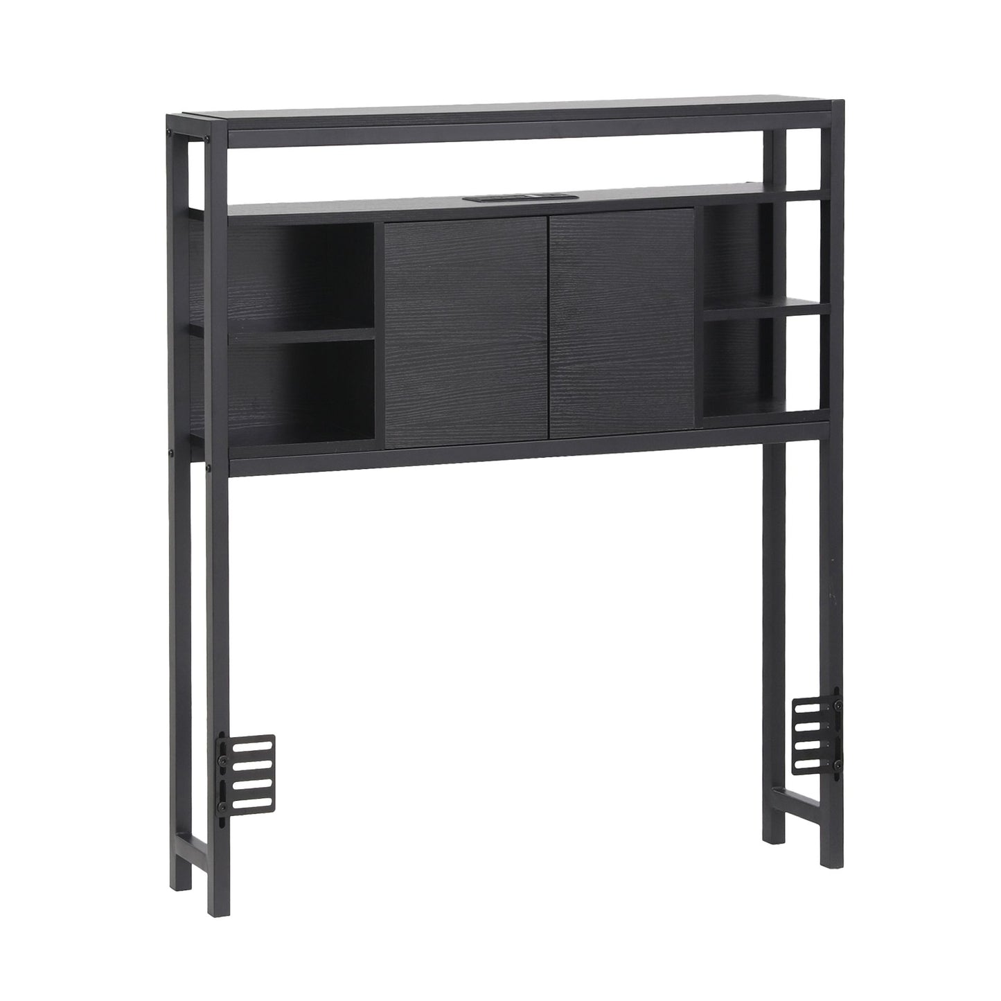 TWSC Bed Headboard King Single Storage Bedhead Charging Station Black