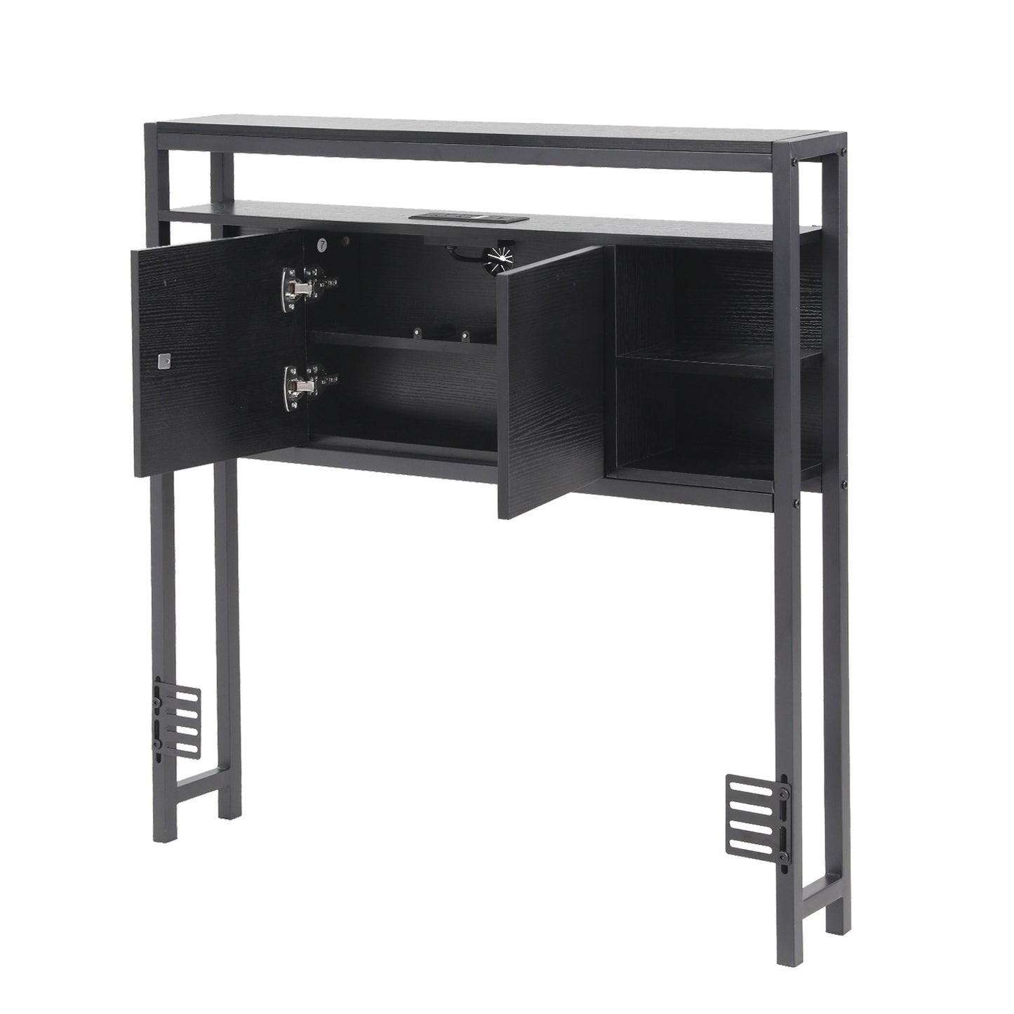 TWSC Bed Headboard King Single Storage Bedhead Charging Station Black