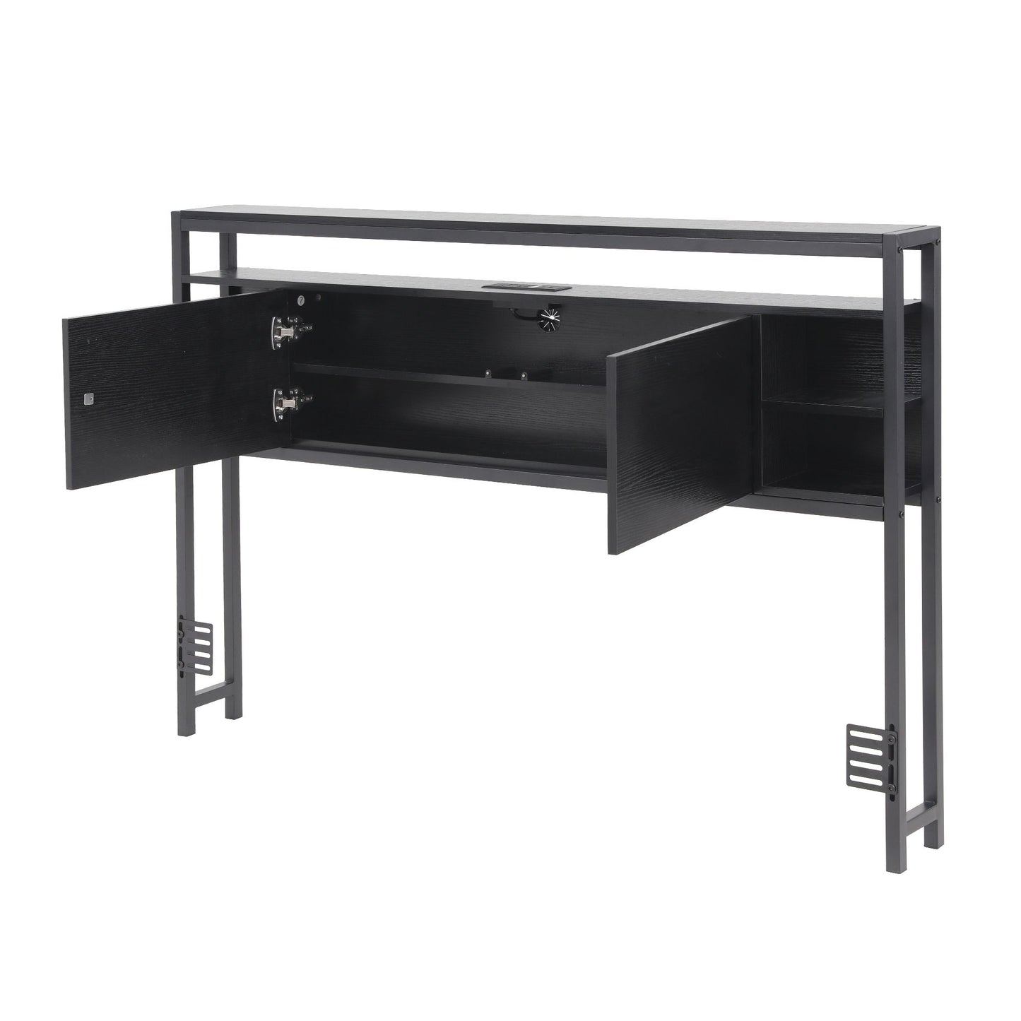 TWSC Bed Headboard Queen Storage Bedhead Charging Station Black
