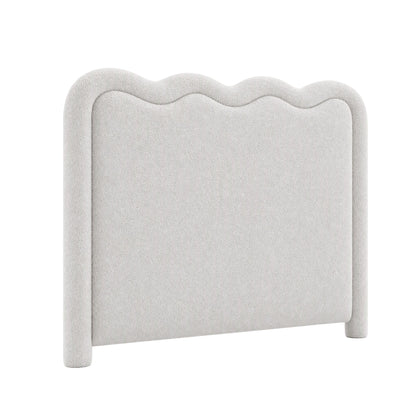 Artiss Boucle Bed Head Double Size Upholstered Wavy Headboard Beige