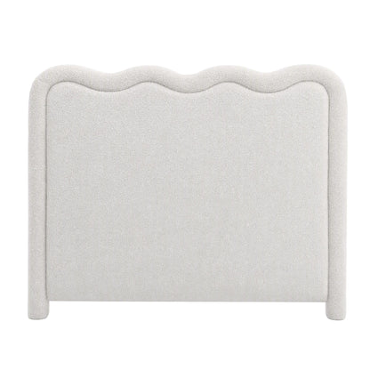 Artiss Boucle Bed Head Double Size Upholstered Wavy Headboard Beige