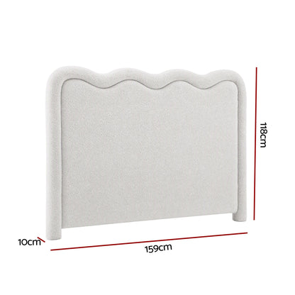 Artiss Boucle Bed Head Queen Size Upholstered Wavy Headboard Beige