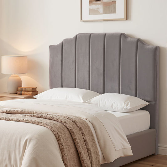 TWSC Bed Head Headboard Double Velvet 138CM - Grey