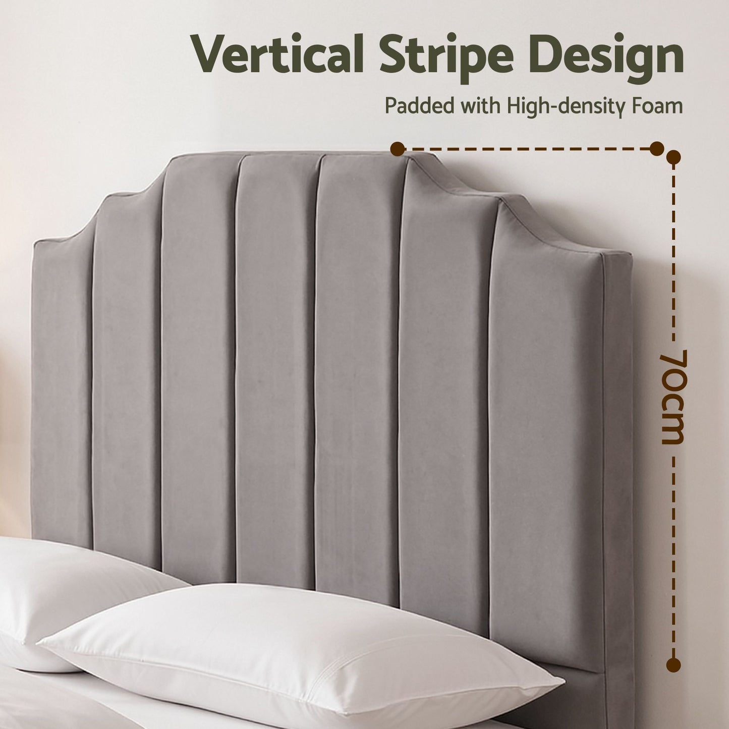 TWSC Bed Head Headboard Double Velvet 138CM - Grey