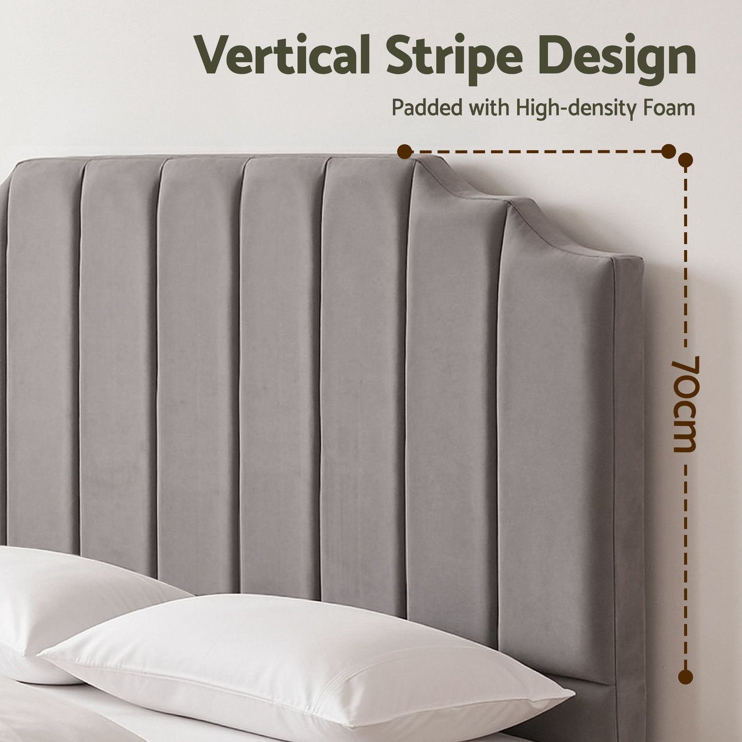 TWSC Bed Head Headboard King Velvet 183CM - Grey