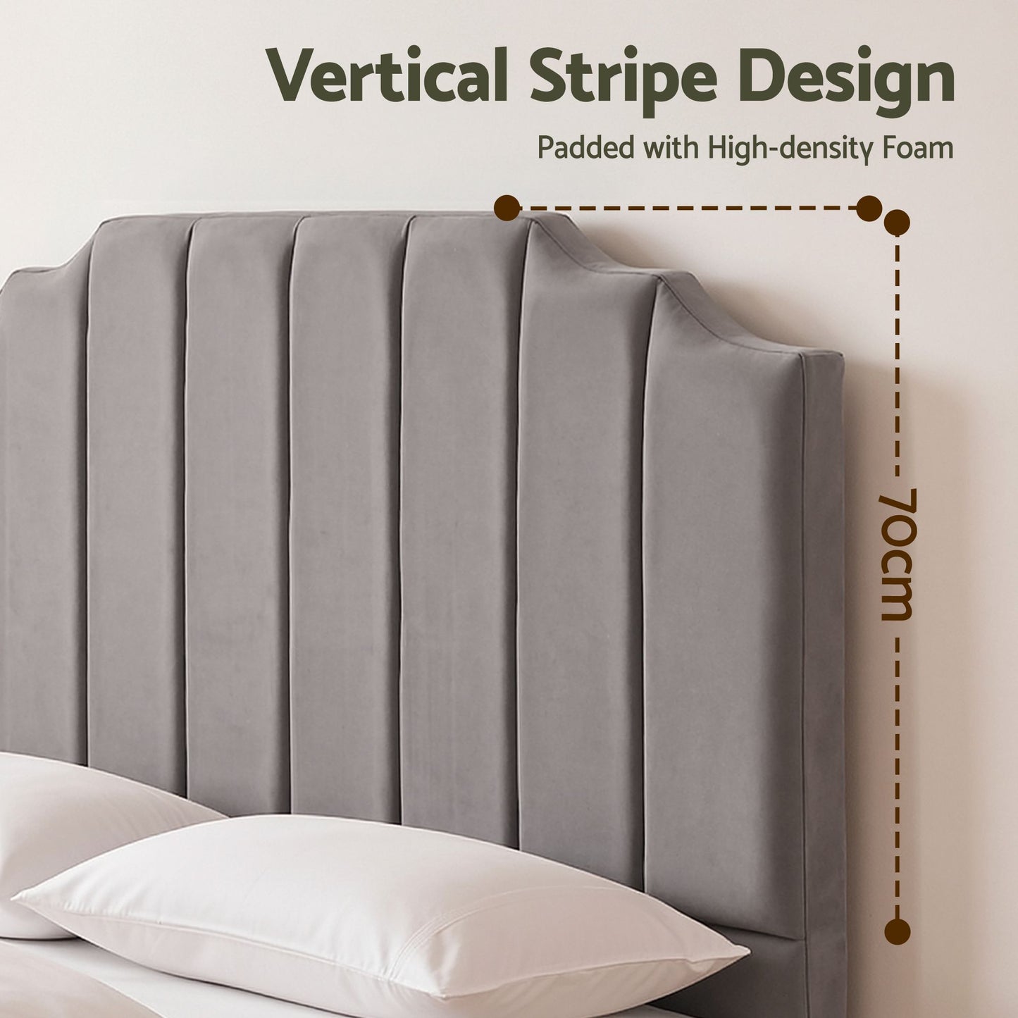 TWSC Bed Head Headboard Queen Velvet 153CM - Grey