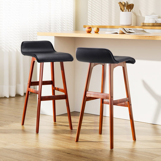 TWSC 2x Bar Stools Wooden Stool Black