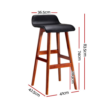 TWSC 2x Bar Stools Wooden Stool Black