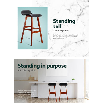 TWSC 2x Bar Stools Wooden Stool Black