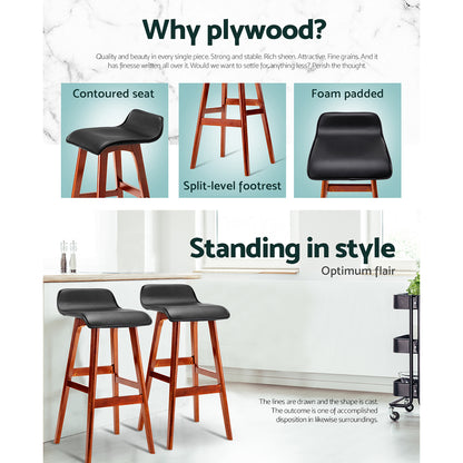 TWSC 2x Bar Stools Wooden Stool Black