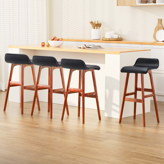 TWSC 4x Bar Stools Wooden Stool Black