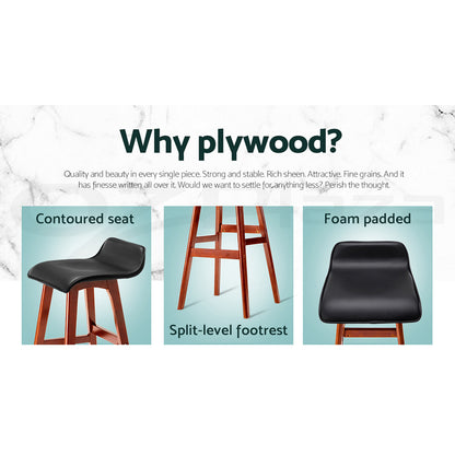 TWSC 4x Bar Stools Wooden Stool Black