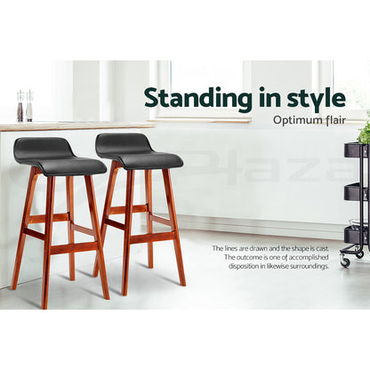 TWSC 4x Bar Stools Wooden Stool Black