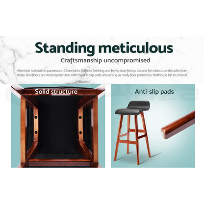 TWSC 4x Bar Stools Wooden Stool Black