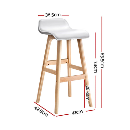 TWSC 4x Bar Stools Wooden Stool White
