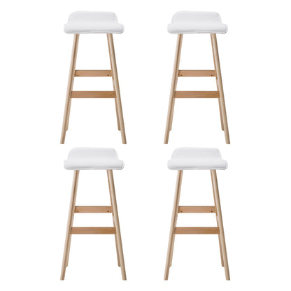 TWSC 4x Bar Stools Wooden Stool White