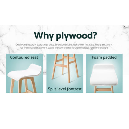 TWSC 4x Bar Stools Wooden Stool White