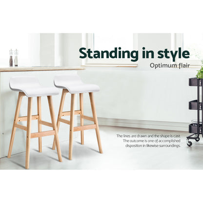 TWSC 4x Bar Stools Wooden Stool White
