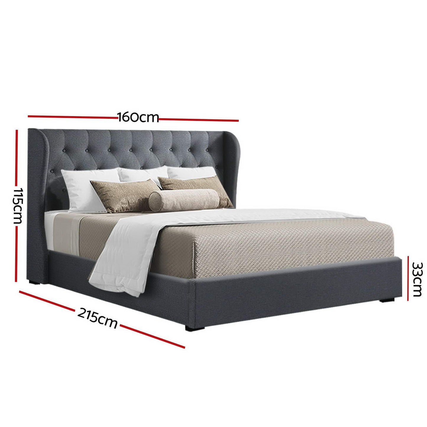 Artiss Bed Frame Gas Lift Charcoal ISSA