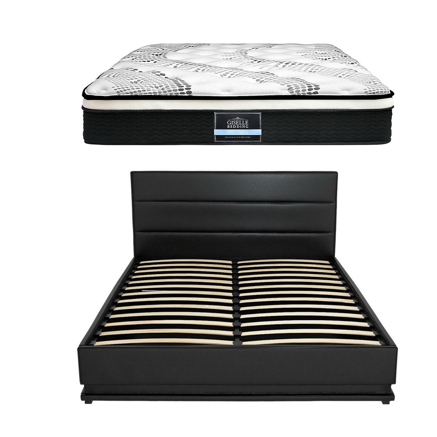 Queen Bed Frame with RGB LED Lighting and 32cm Giselle Mattress Set