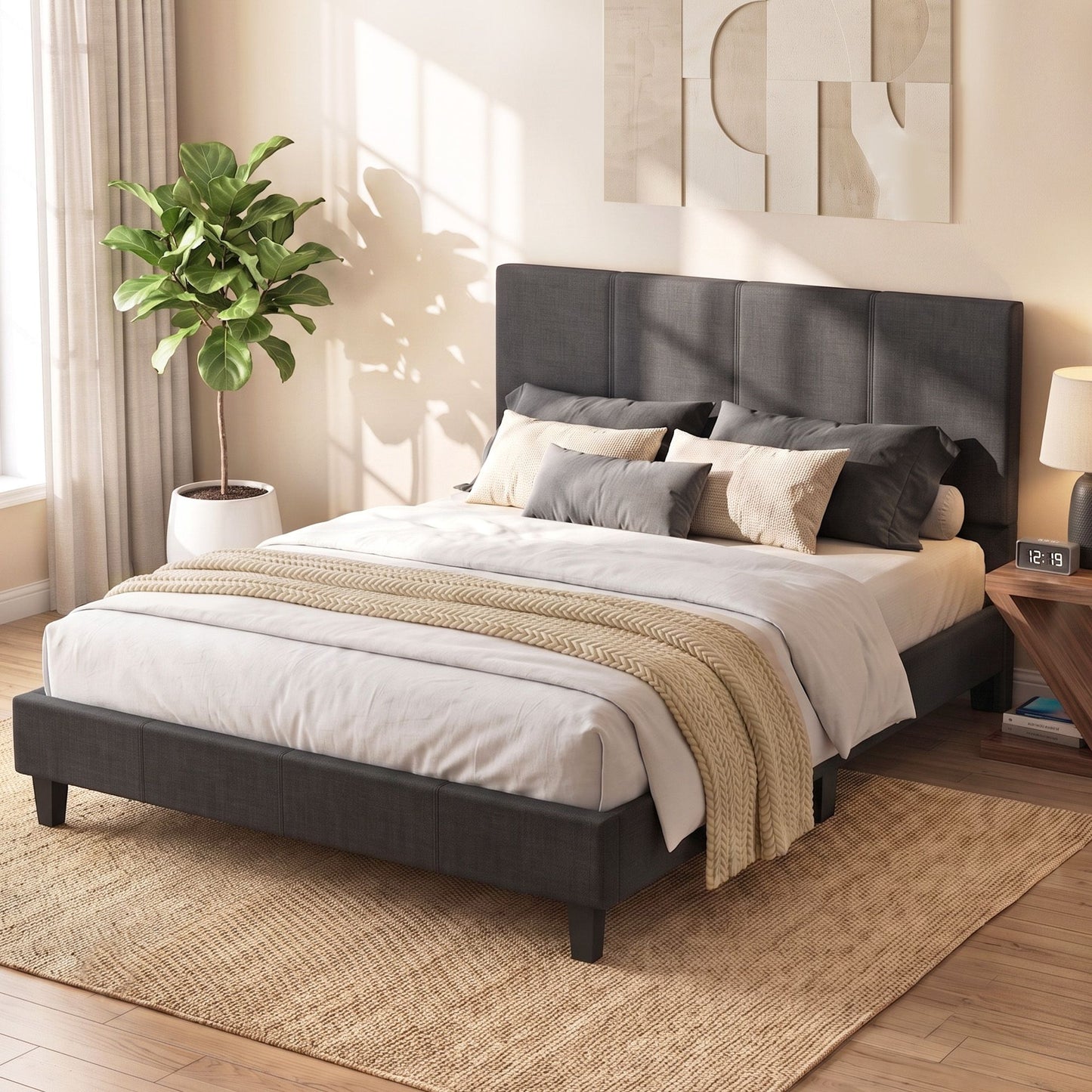 TWSC Bed Frame Queen Size Charcoal NEO