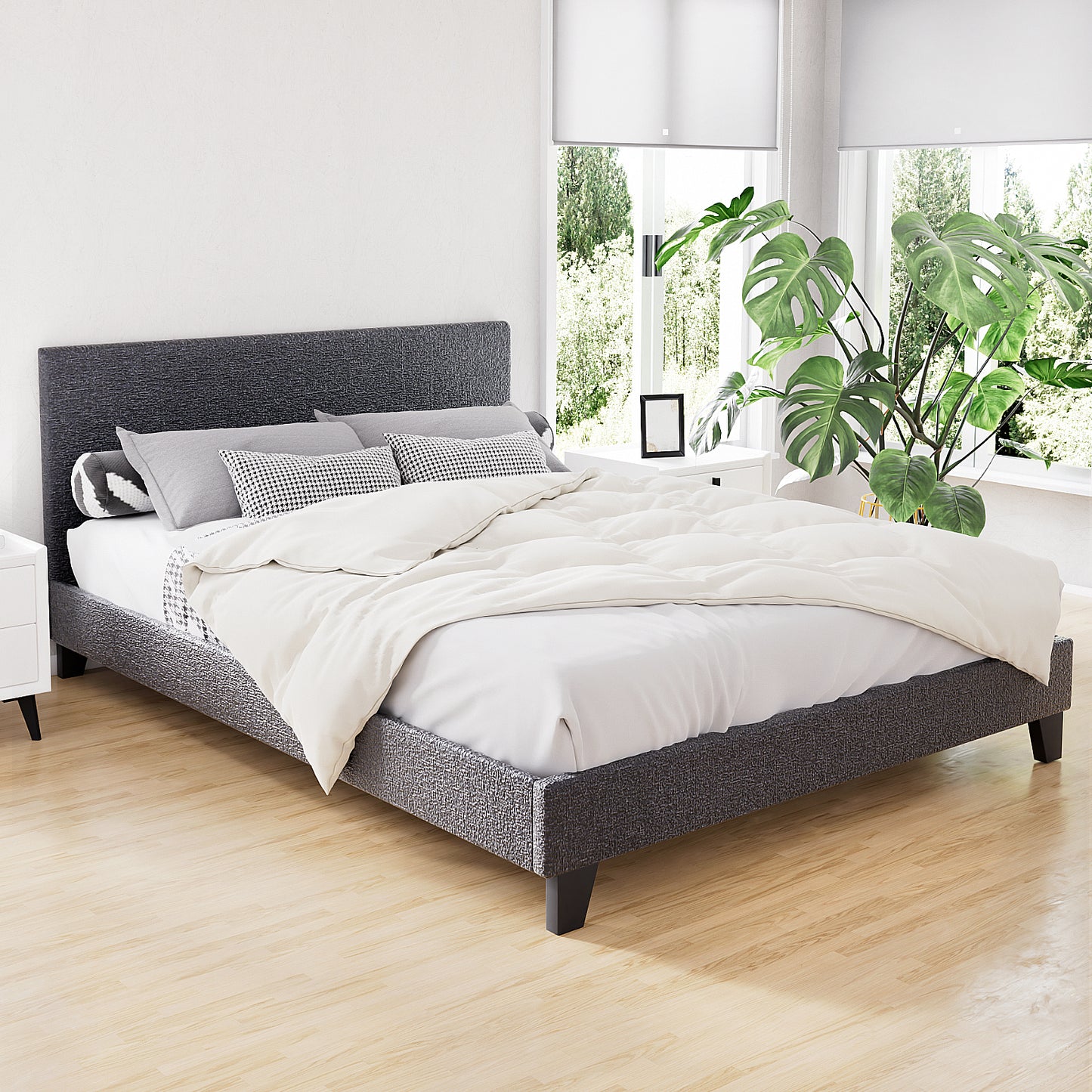 TWSC Bed Frame Queen Size Charcoal NEO