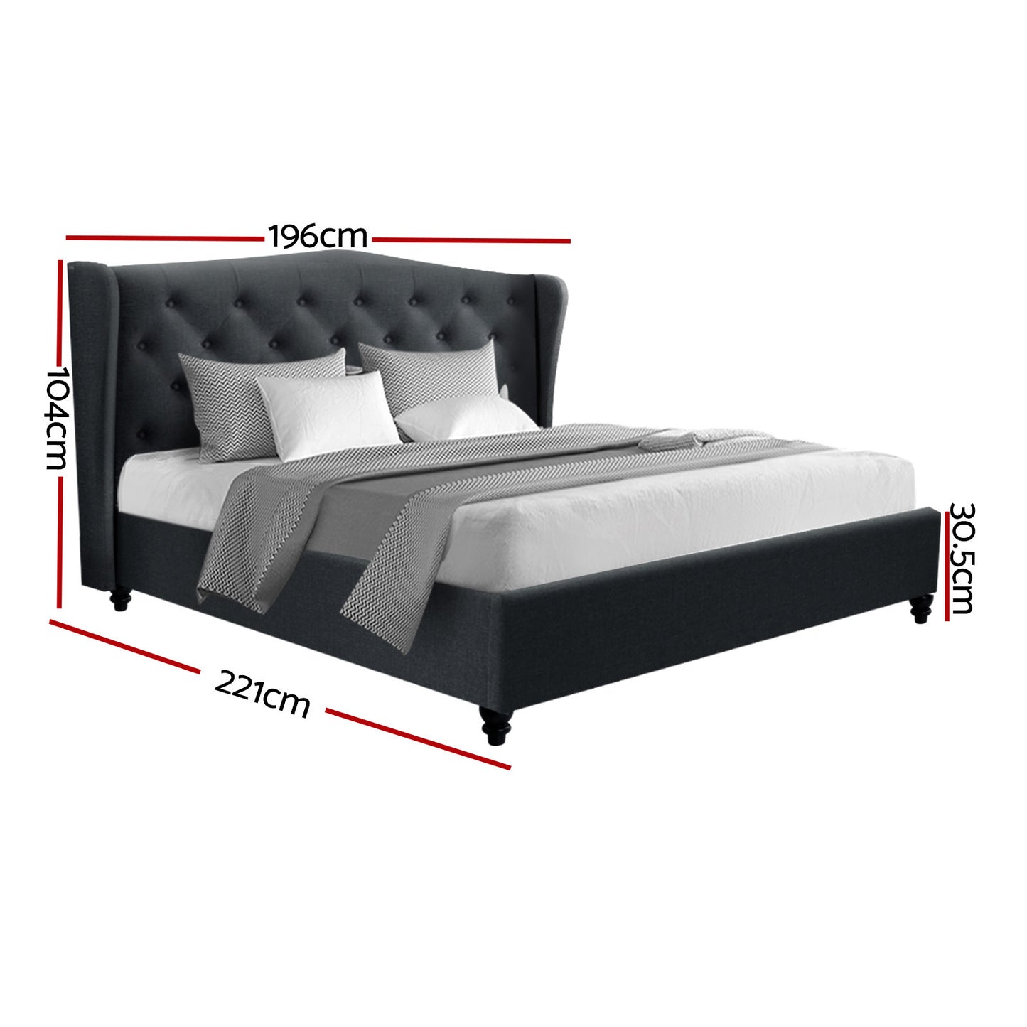 TWSC Bed Frame King Size Charcoal PIER