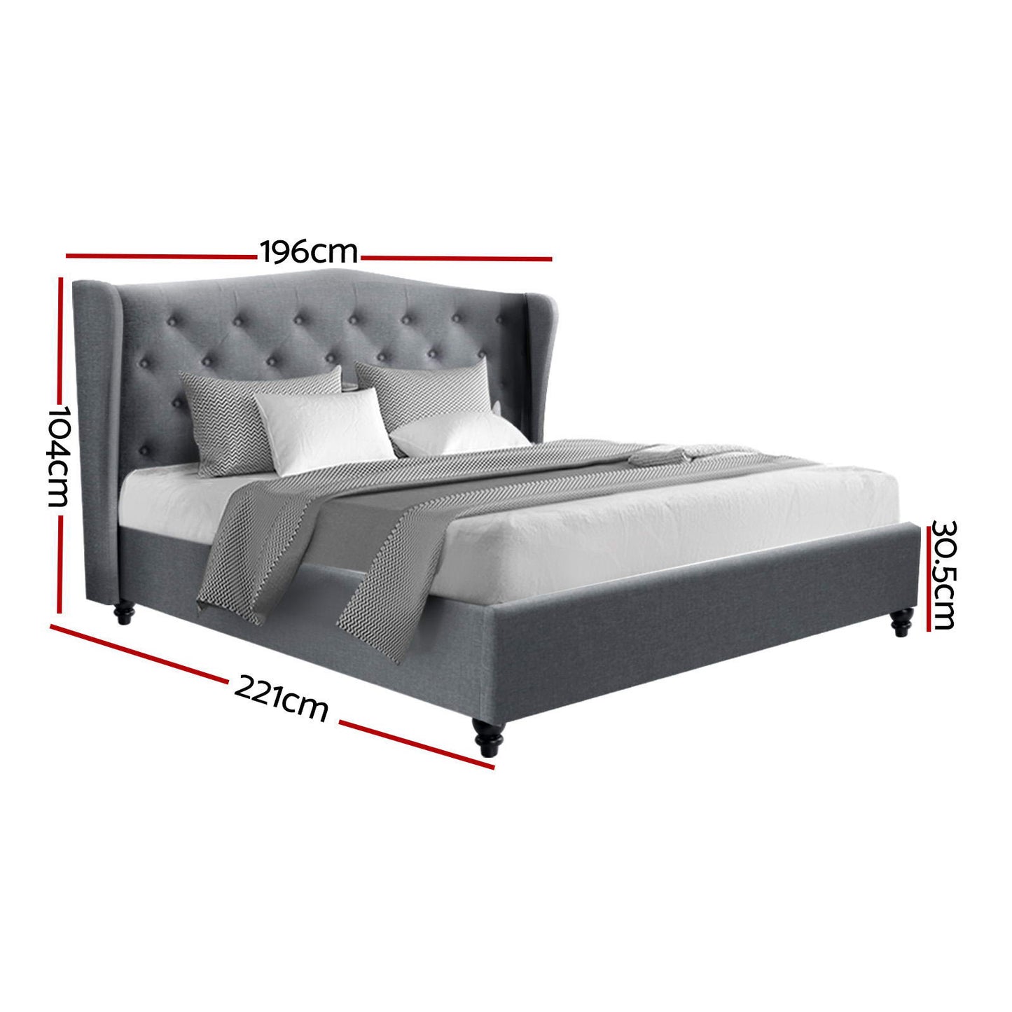 TWSC Bed Frame King Size Grey PIER