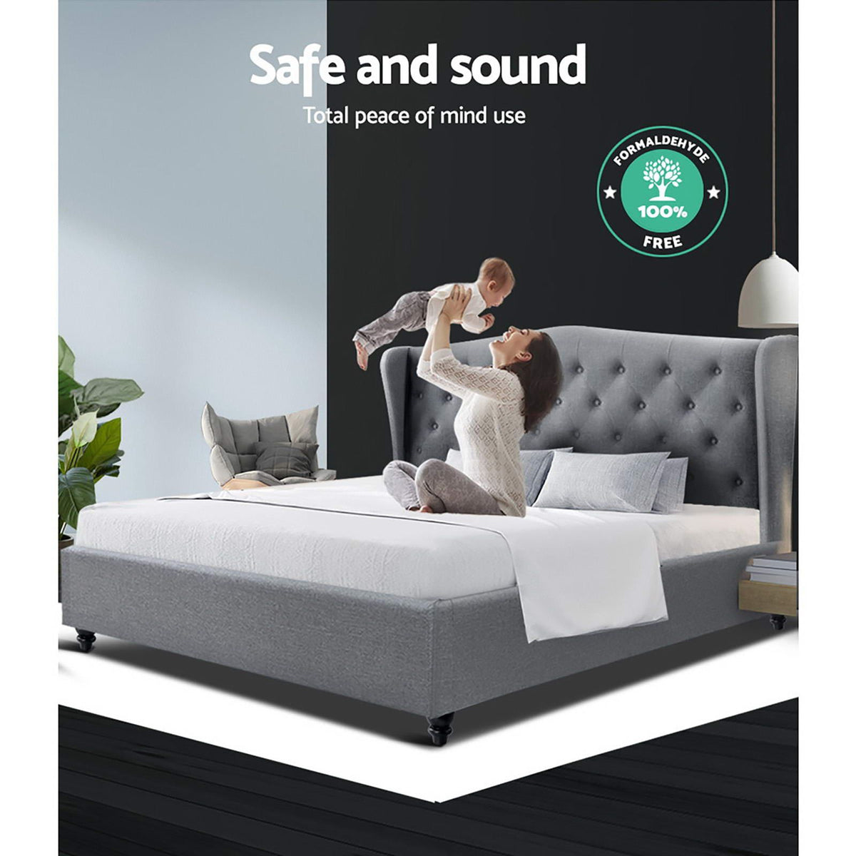 TWSC Bed Frame Queen Size Grey PIER