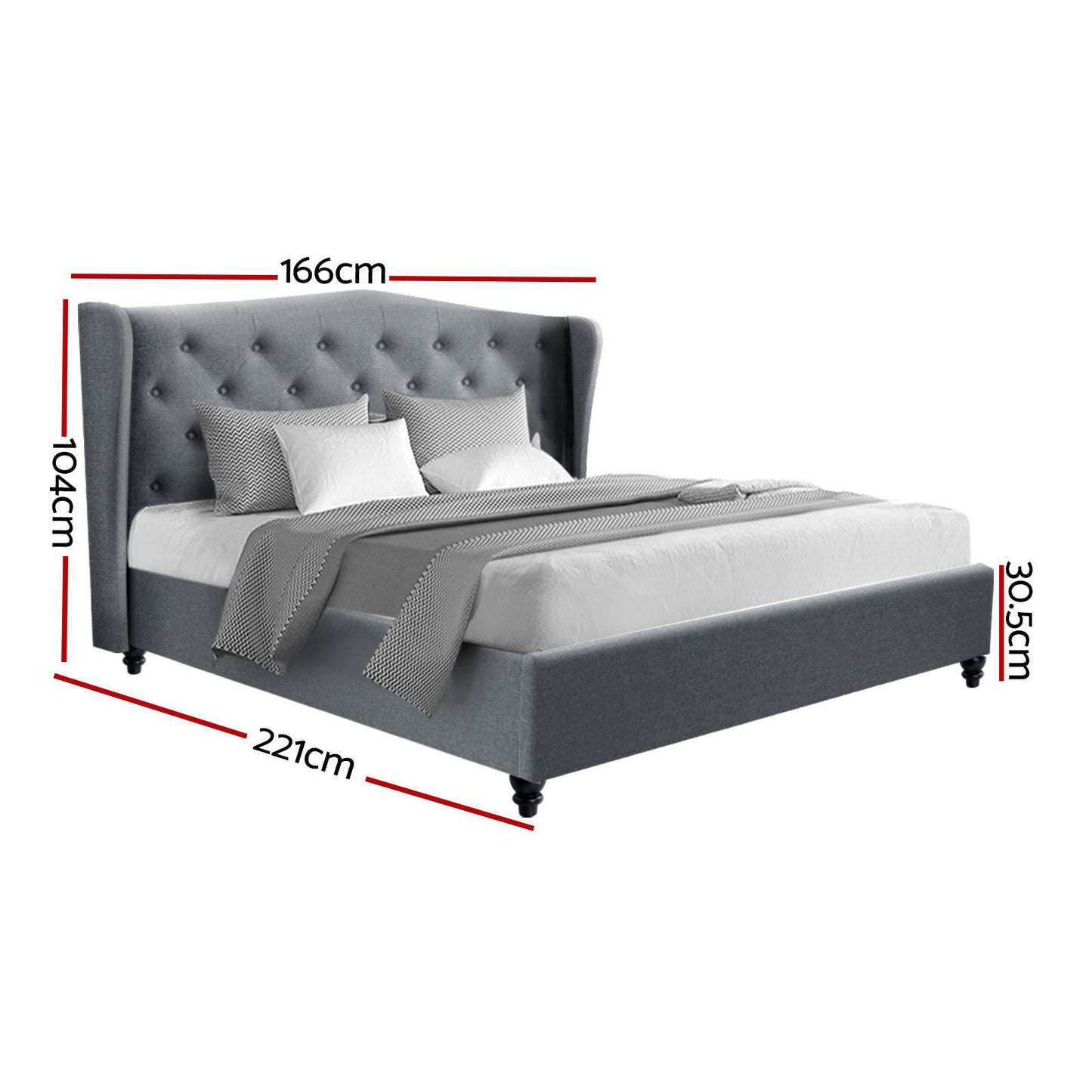 TWSC Bed Frame Queen Size Grey PIER