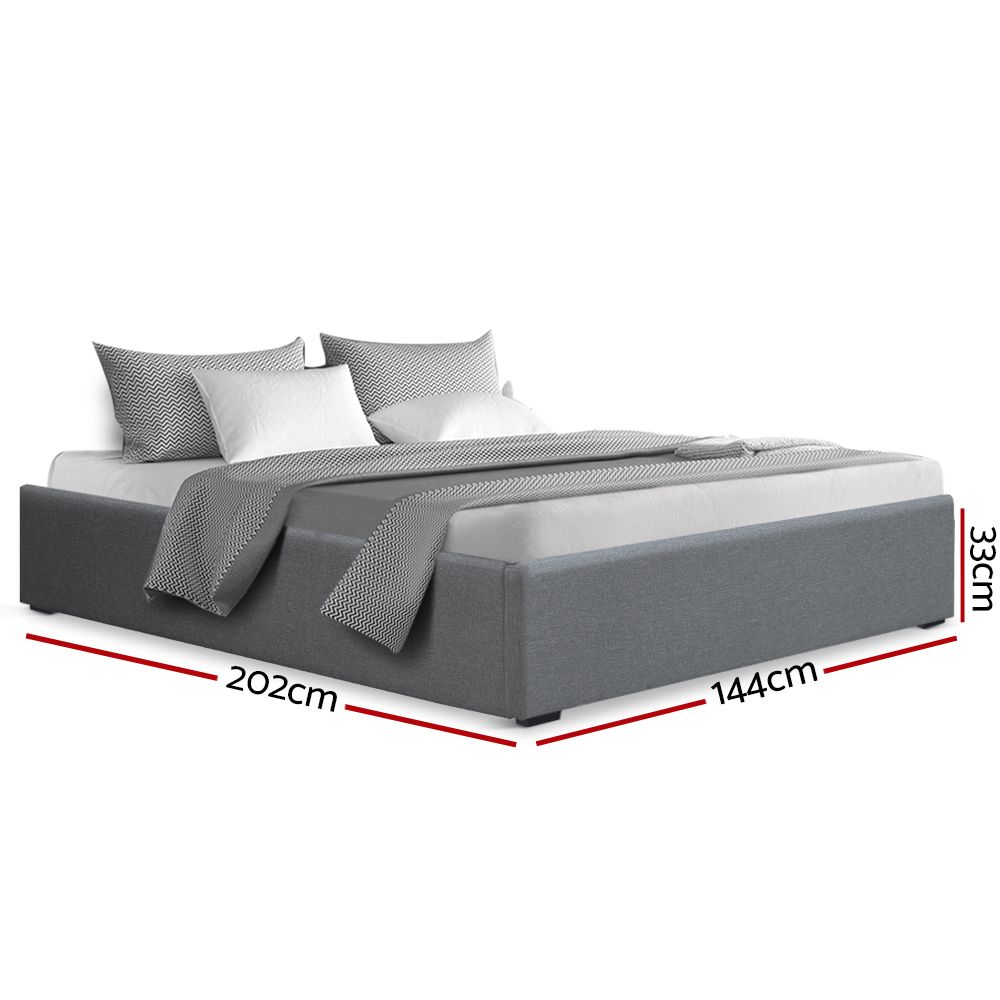 TWSC Bed Frame Double Size Gas Lift Base Grey TOKI