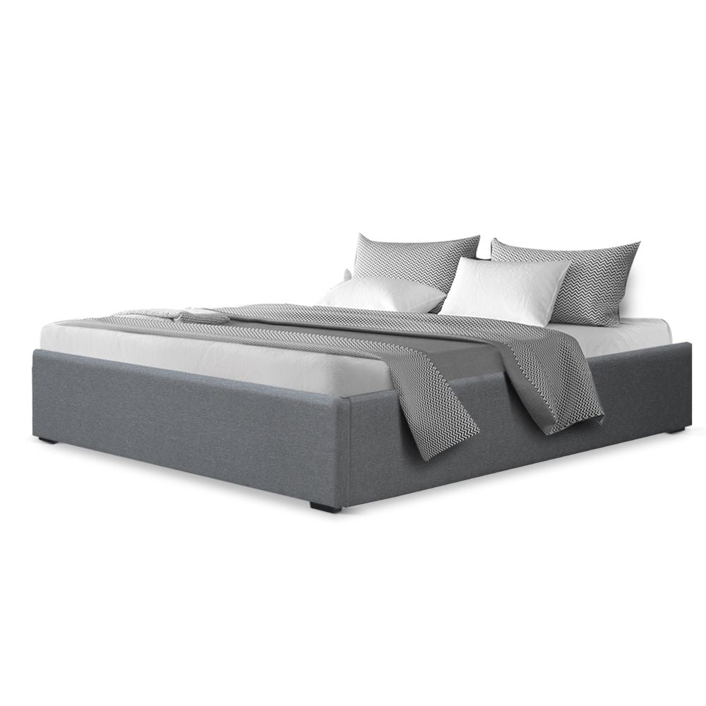 TWSC Bed Frame Double Size Gas Lift Base Grey TOKI