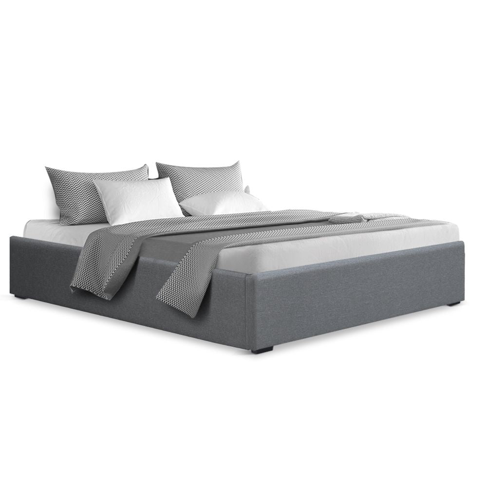 TWSC Bed Frame Double Size Gas Lift Base Grey TOKI