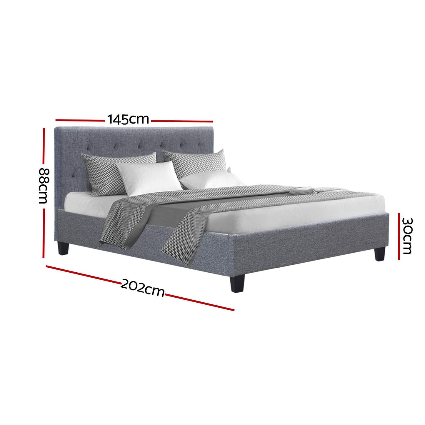 TWSC Bed Frame Double Size Grey VANKE