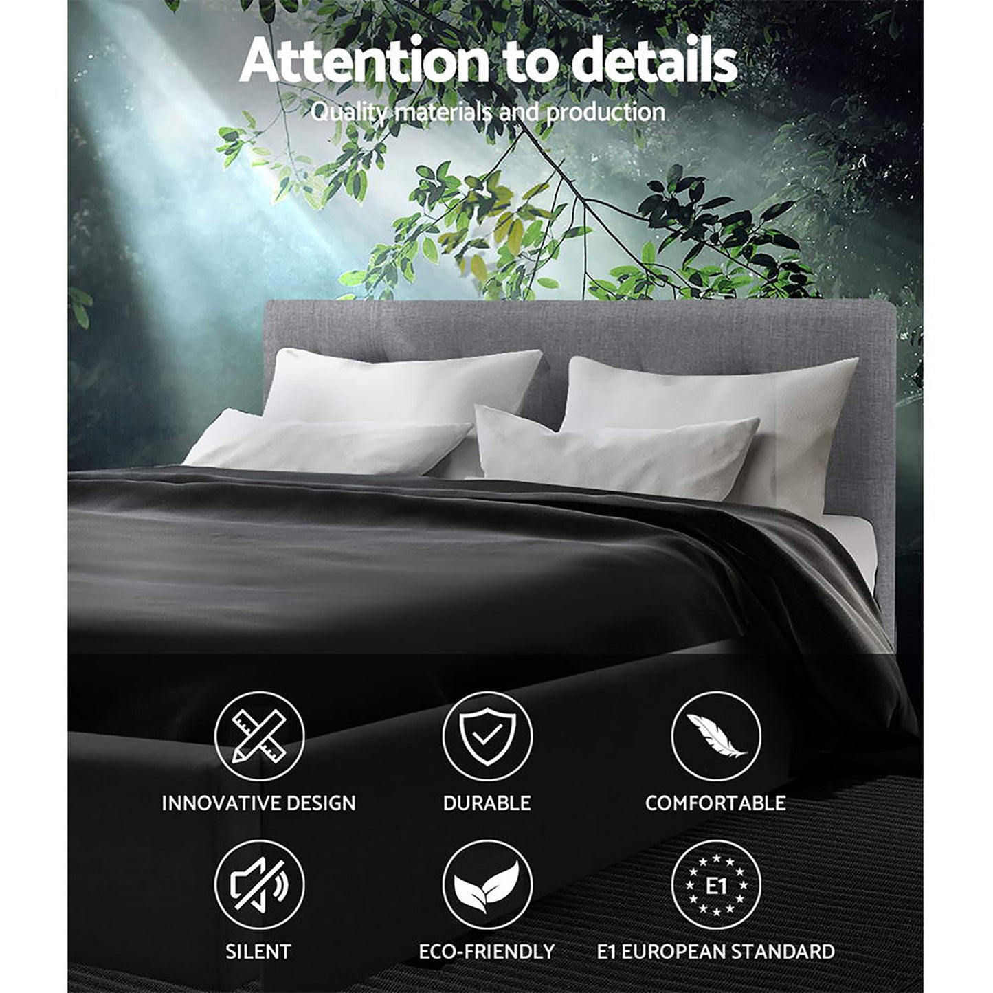 TWSC Bed Frame Double Size Grey VANKE