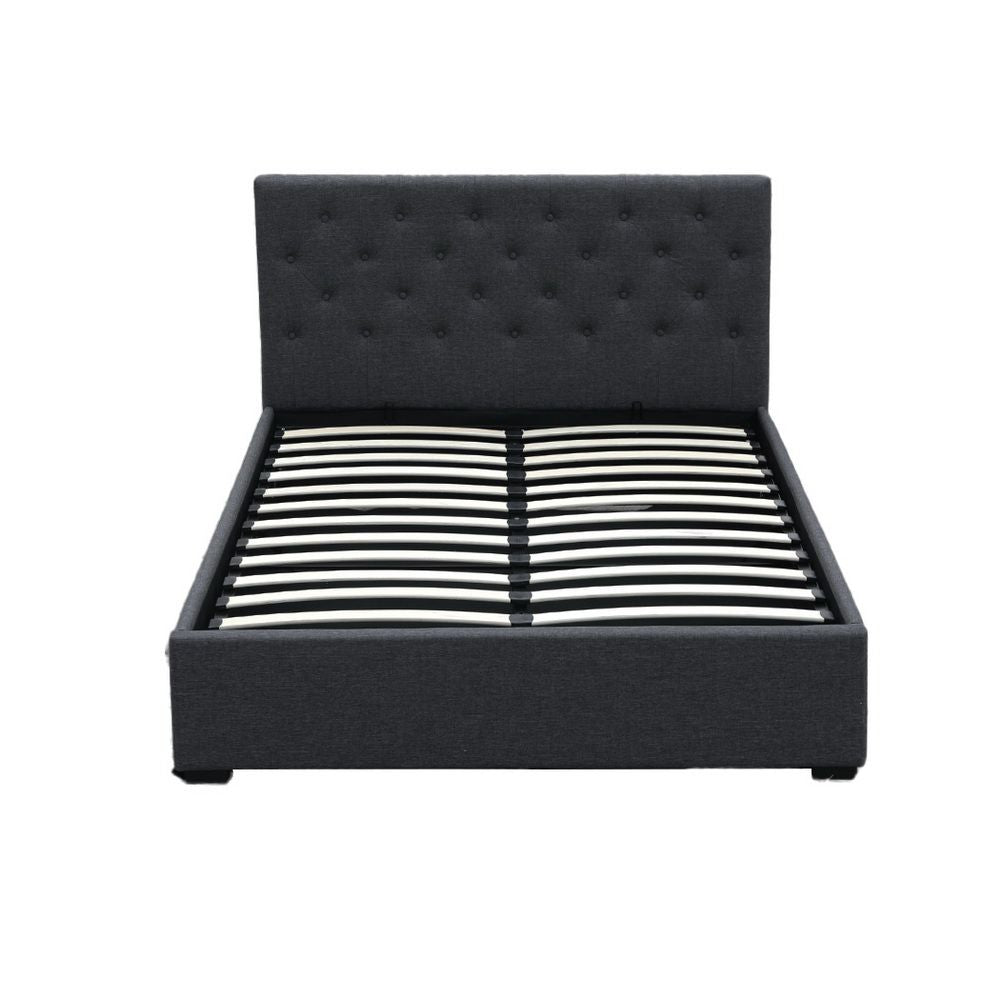 TWSC Bed Frame Double Size Gas Lift Charcoal VILA