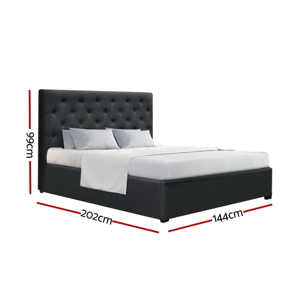 TWSC Bed Frame Double Size Gas Lift Charcoal VILA